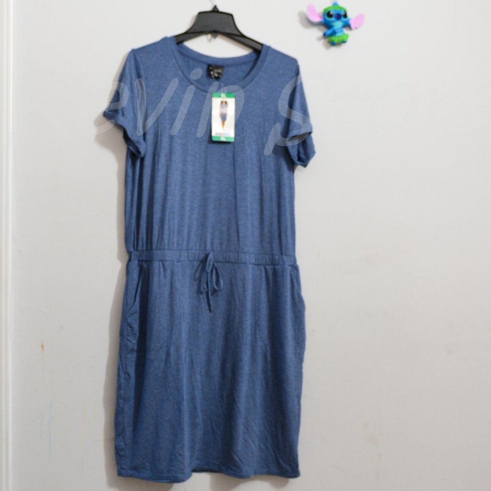 XL BLUE 32 Degrees ladies soft lux Dress with pock